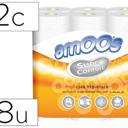 18 rollos papel higiénico Amoos doble largo 2 capas